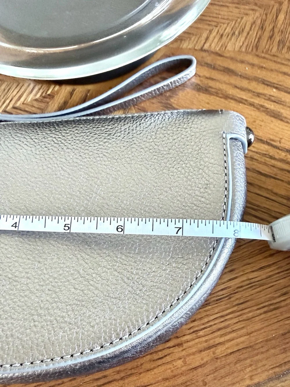 Talbots half-moon clutch or wristlet, Pewter Silver Half Moon Leather Clutch new